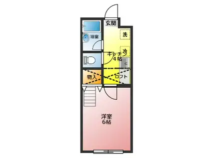 ピアネス山王A(1K/1階)の間取り写真