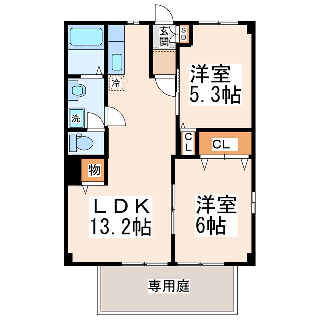 キャステール大江(2LDK/1階)の間取り写真