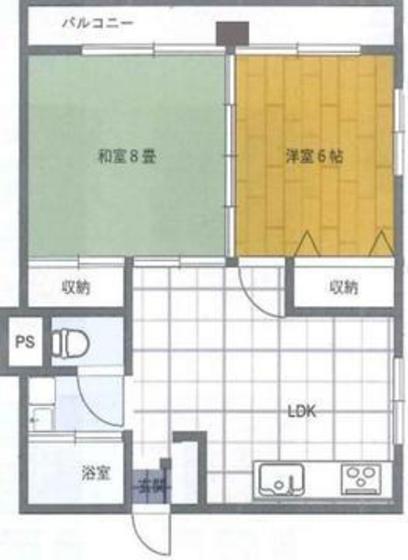 松浦ビル(2LDK/2階)の間取り写真