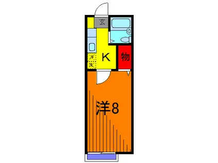 ビレッヂフジ2(1K/2階)の間取り写真