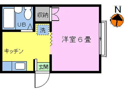 ヒルサイド玉川(1K/2階)の間取り写真