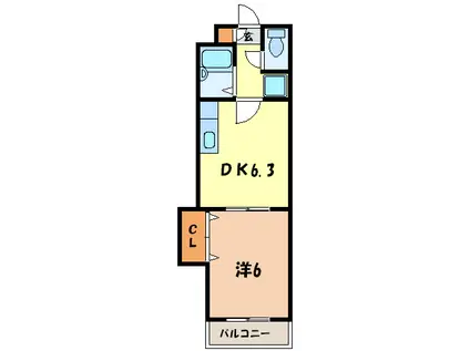 梅田ビル(1DK/3階)の間取り写真
