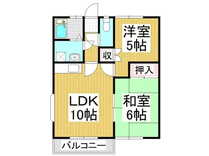 ホワイティー沙羅A棟(2LDK/2階)の間取り写真