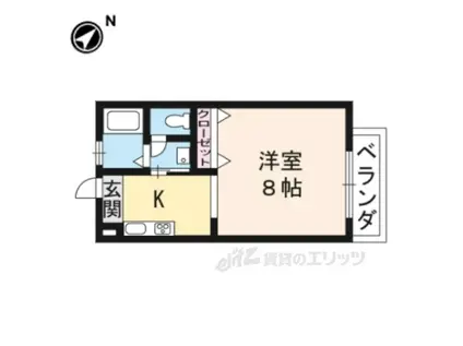 サンアベニュー瀬田(1K/2階)の間取り写真