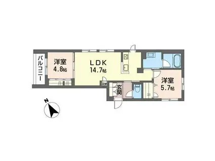 シャーメゾンコート鶴見(2LDK/1階)の間取り写真
