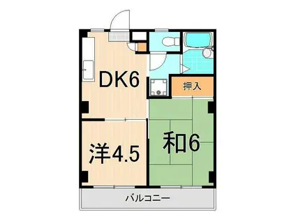 第2サイプレスマンション(2DK/3階)の間取り写真