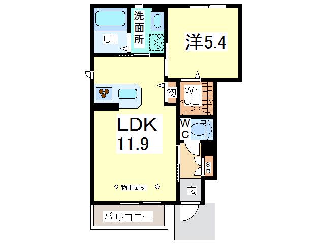 グリナージュ(1LDK/1階)の間取り写真