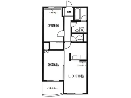 ルーチェエベルデ(2LDK/2階)の間取り写真