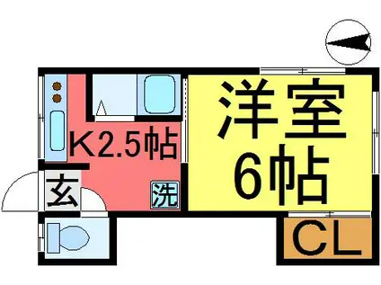 和美荘(1K/2階)の間取り写真