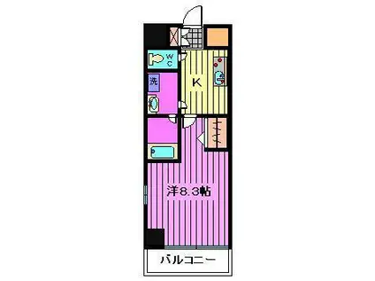 アクシーズタワー新都心(1K/9階)の間取り写真
