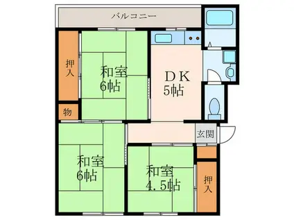 南海北野田グリーンハイツC棟(3DK/4階)の間取り写真