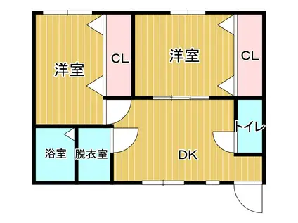 フェザンII(2DK/2階)の間取り写真