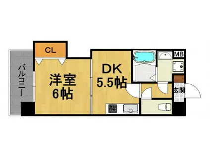 プリマベ-ラ(1DK/6階)の間取り写真