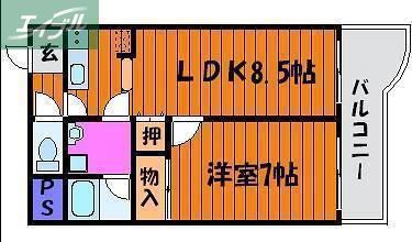 アビターレ下中野(1LDK/3階)の間取り写真