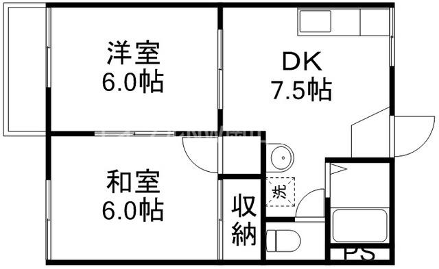 メゾンエレガンス(2DK/1階)の間取り写真