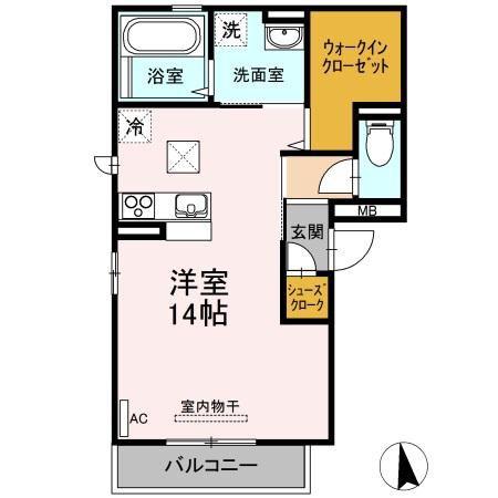 ルクール福島(ワンルーム/1階)の間取り写真