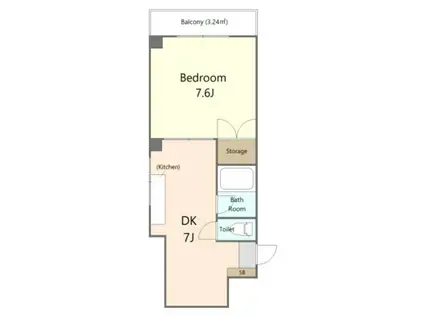 山陽ビル(1DK/6階)の間取り写真