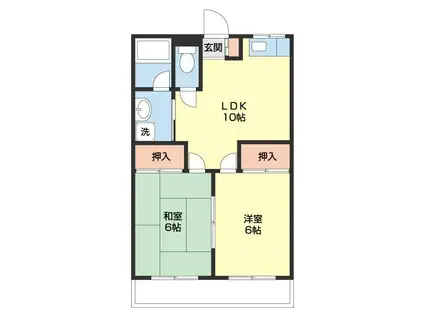 サンハイツ西口(2LDK/2階)の間取り写真