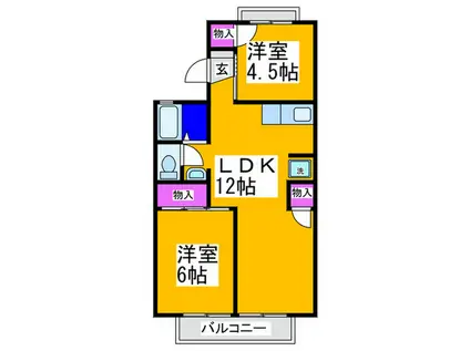 ヴィラ藤原(2LDK/2階)の間取り写真