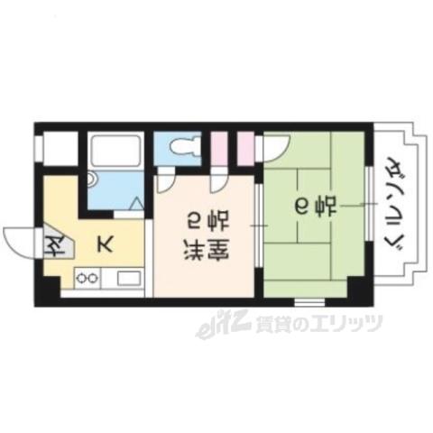 カサミエーヌ紫野(2K/4階)の間取り写真
