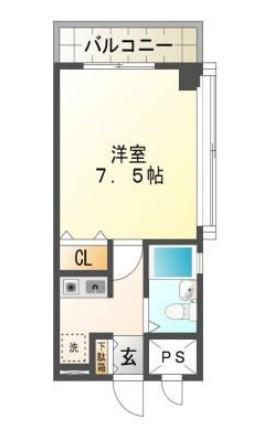 ベルトピア姫路I(1K/6階)の間取り写真