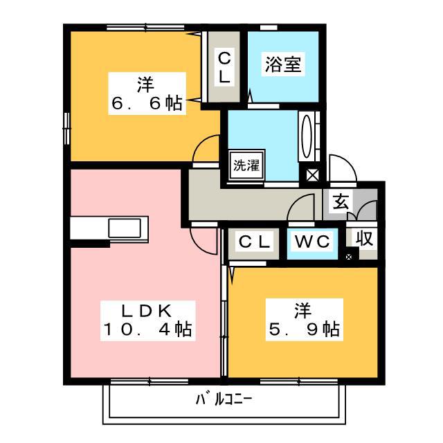 マルモカオンA棟(2LDK/2階)の間取り写真