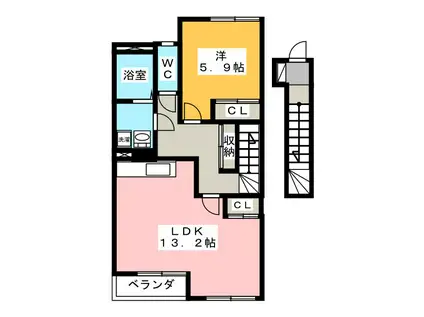 ロワール(1LDK/2階)の間取り写真