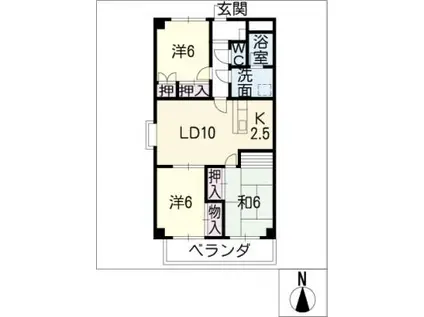 アルカディア(3LDK/2階)の間取り写真