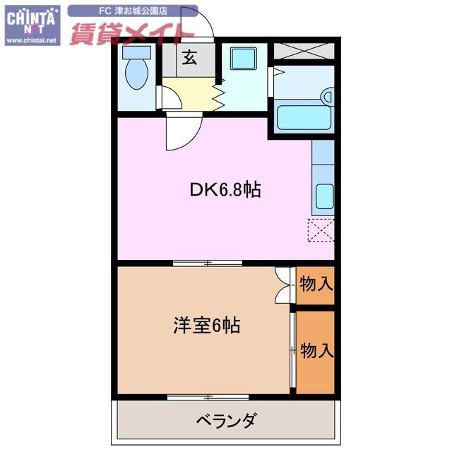 サンタプレイス(1DK/1階)の間取り写真