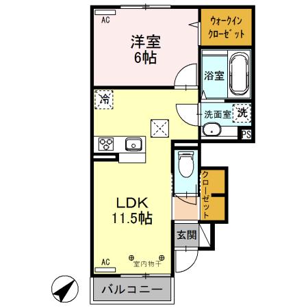 ウィステリアイズミ(1LDK/1階)の間取り写真