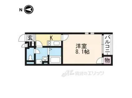 クレイノゆずりは(1K/1階)の間取り写真