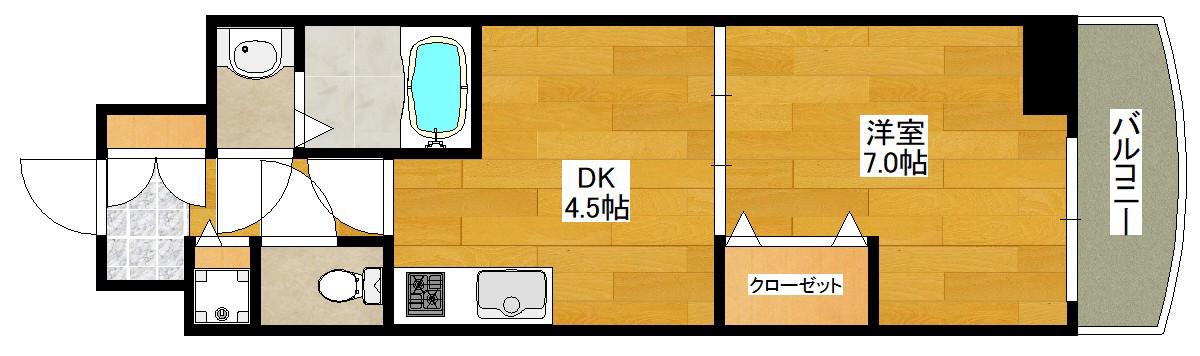 ノルデンタワー新大阪(1DK/2階)の間取り写真