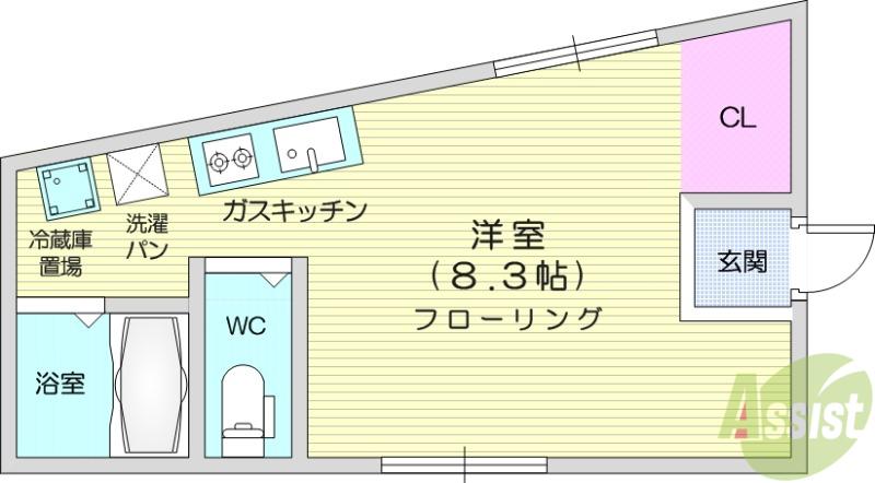 長屋アパートメントHACHI(ワンルーム/2階)の間取り写真