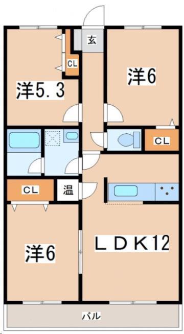 ブレインマンション(3LDK/3階)の間取り写真