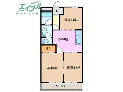 コスモス(3DK/1階)の間取り写真