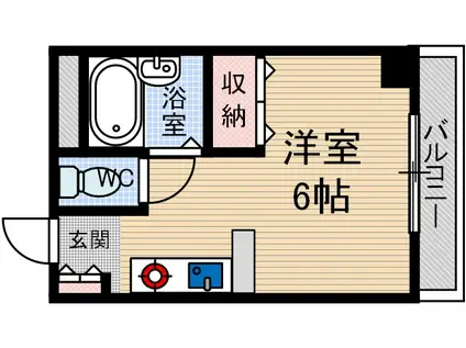 エスポワール茨木(ワンルーム/2階)の間取り写真