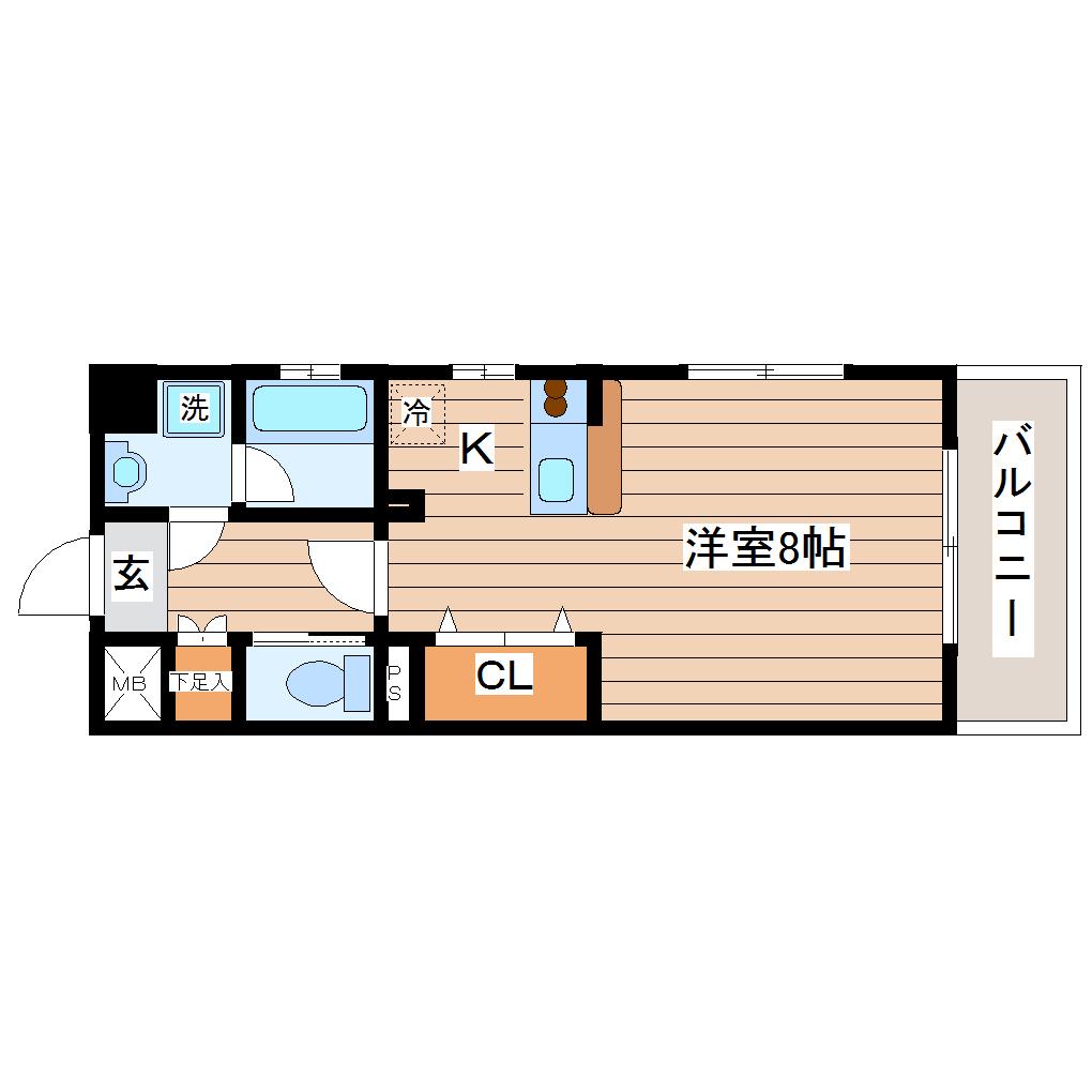 ヴィアーレ広瀬(ワンルーム/3階)の間取り写真