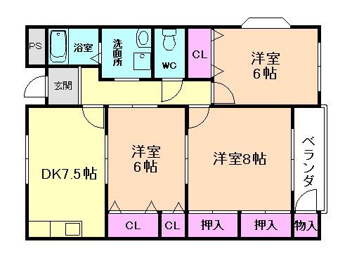 ロイヤルハイツ(3DK/3階)の間取り写真