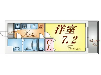 シャルマン須磨海浜公園(1K/3階)の間取り写真