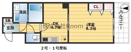 HUGE1(1DK/8階)の間取り写真