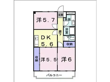 ウエストヒル(3DK/2階)の間取り写真