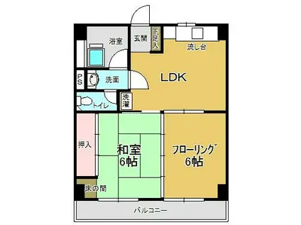 久栄ビル(2LDK/4階)の間取り写真