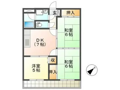 MSハイツ(3DK/2階)の間取り写真