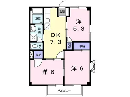 カームフォレスト(3DK/1階)の間取り写真