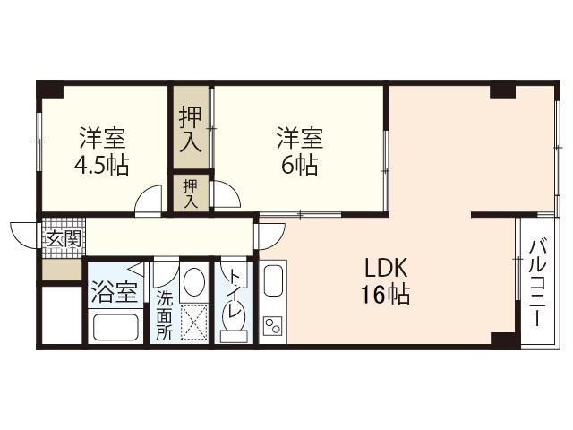 ウイング88(2LDK/4階)の間取り写真