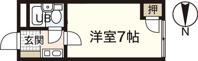 ドラゴン五日市(1K/2階)の間取り写真