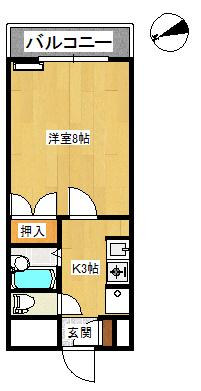 スカイタウンコーストIII(1K/5階)の間取り写真