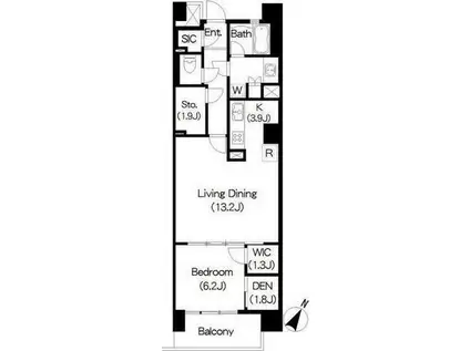 ブリリアイスト三軒茶屋ブラッサムテラス(1LDK/5階)の間取り写真