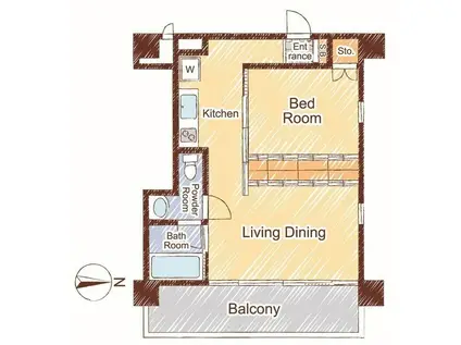 日田農機ビル(1LK/5階)の間取り写真