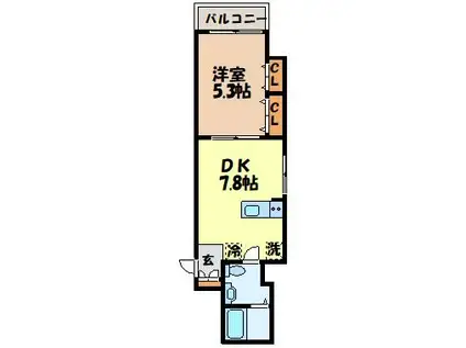 アミティの森(1DK/4階)の間取り写真